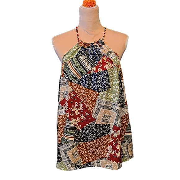 SHEIN VCAY Plus Patchwork Print Halter Top 4X - Picture 7 of 12